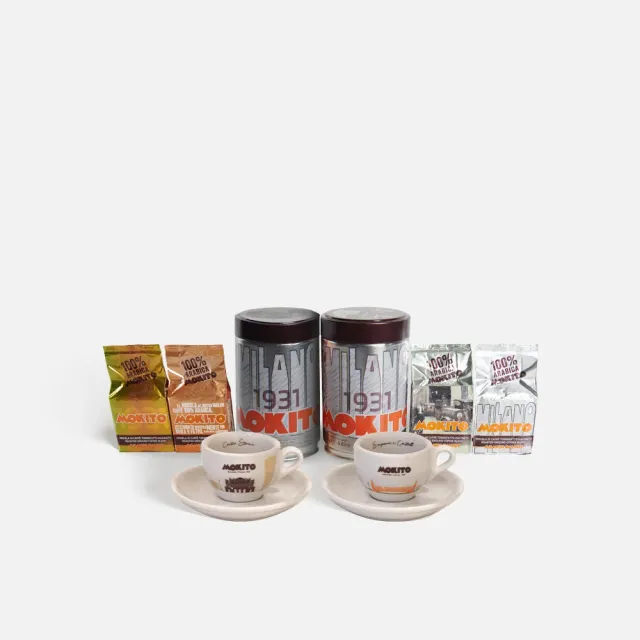Mokito Kit Pausa Caffè con macinato Arabica e tazzine