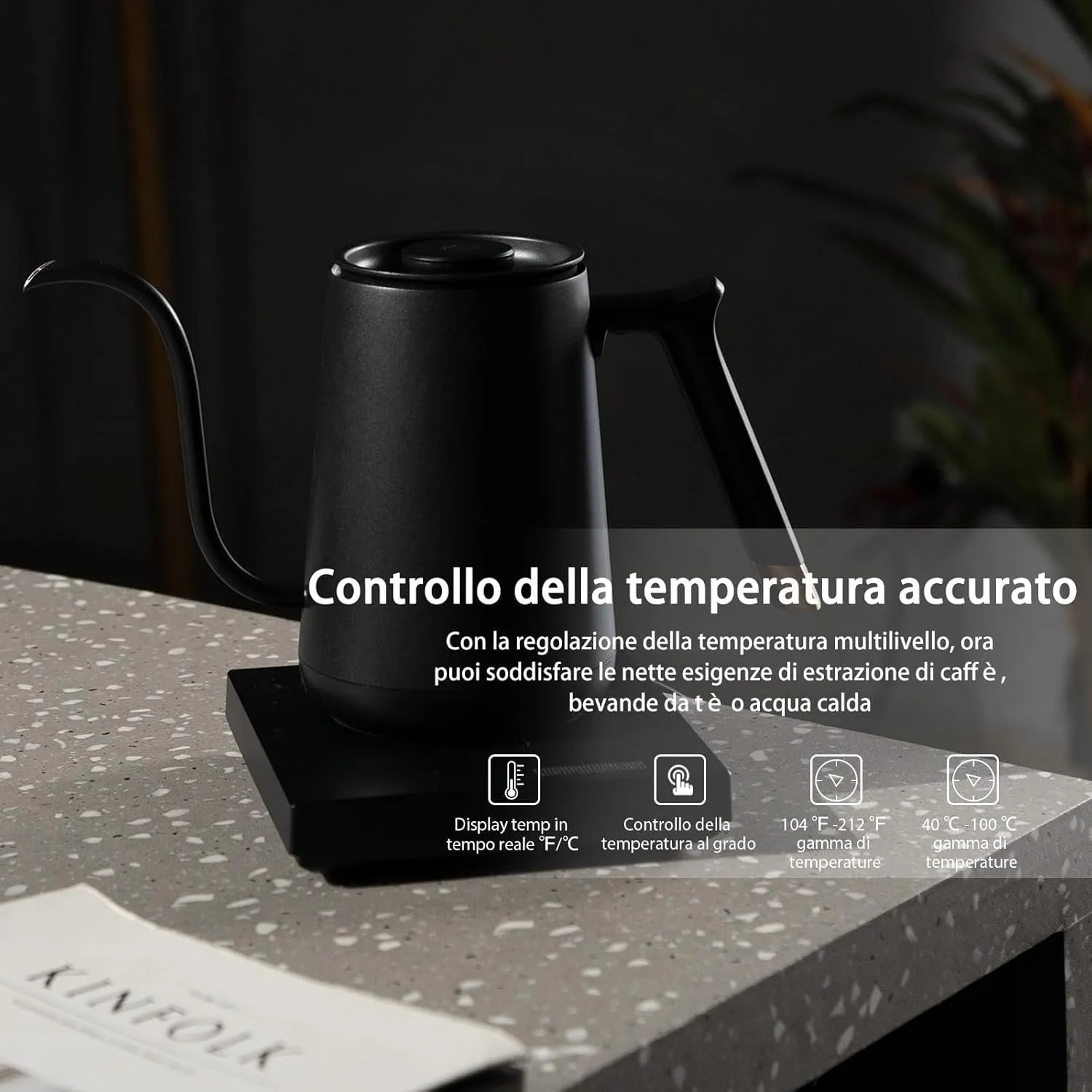 Timemore Fish bollitore elettrico smart 600 ml nero