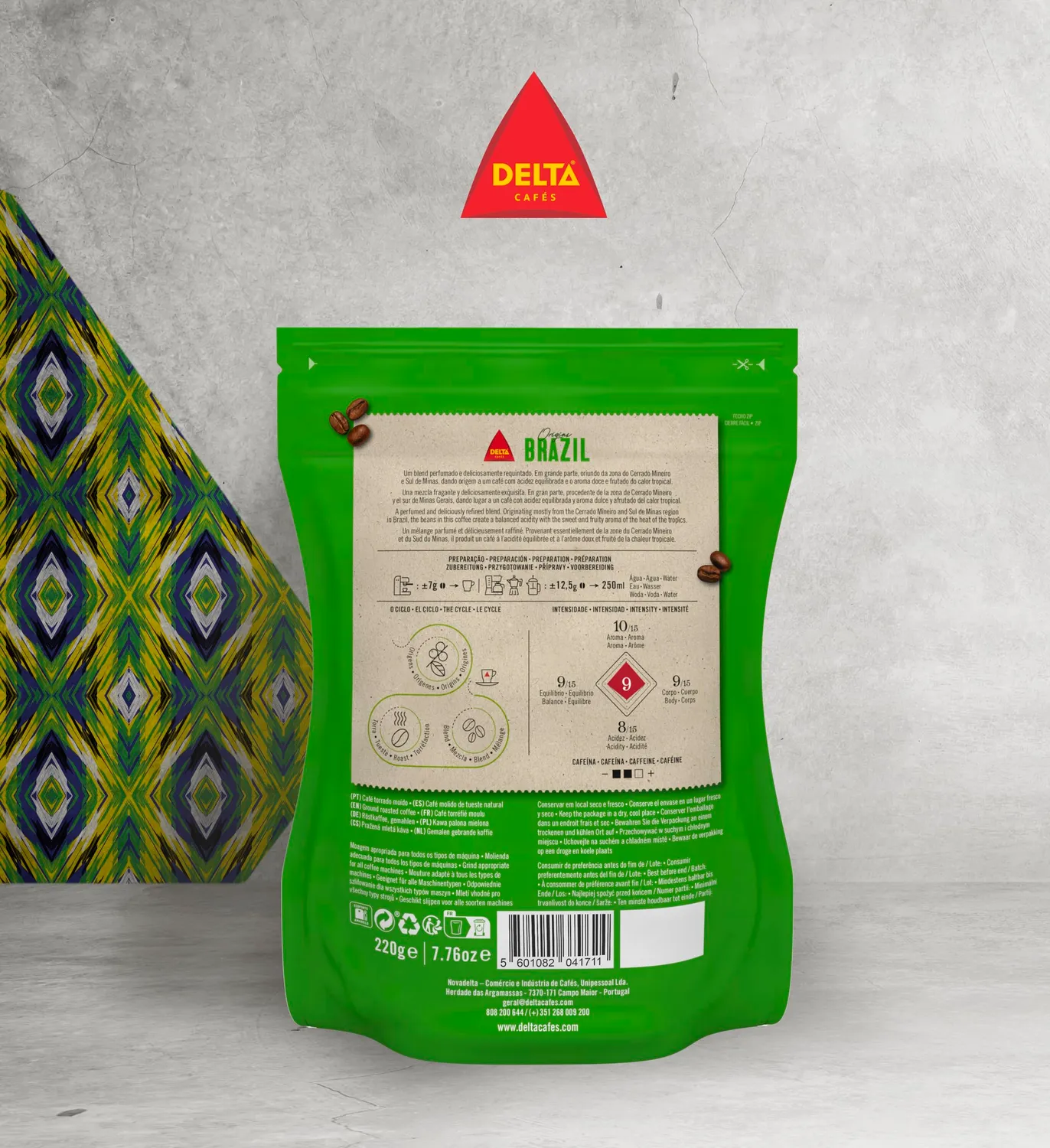 Delta Cafés Brazil Caffè Macinato 220 g Note di cioccolato